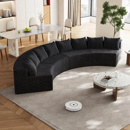 Curved Modular Sectional Foam Sofa with 12 Pillows, Semi-Circular Design for Living Room, Bedroom, Office, Leisure, Nap,