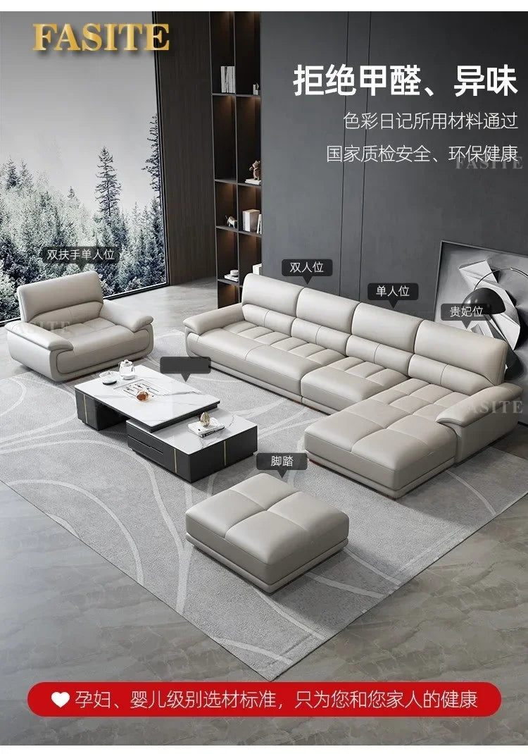 Premium Simple and modern combination imported concubine sofa size apartment living room first layer cowhide leather art sofa