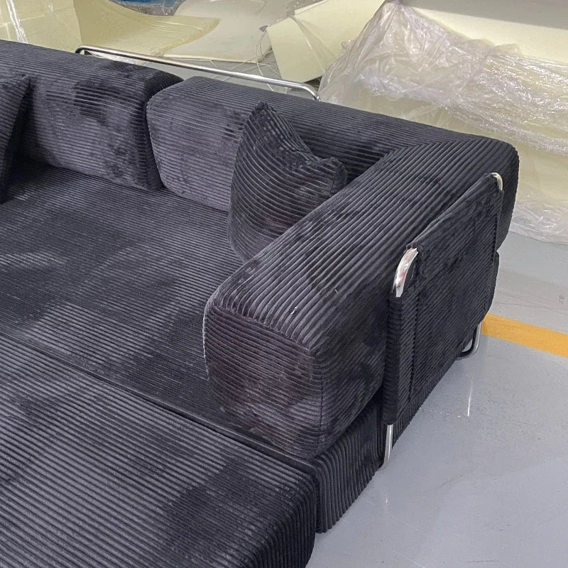 Compression Sofa, Teddy Sofa, Italian Simple Retro High-end Corduroy Living Room Sofa, Sofa Bed,Foldable, Removable and Washable