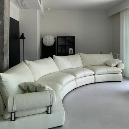 Light luxury designer curved condensed milk white cream wind large apartment special-shaped living room arc sofa