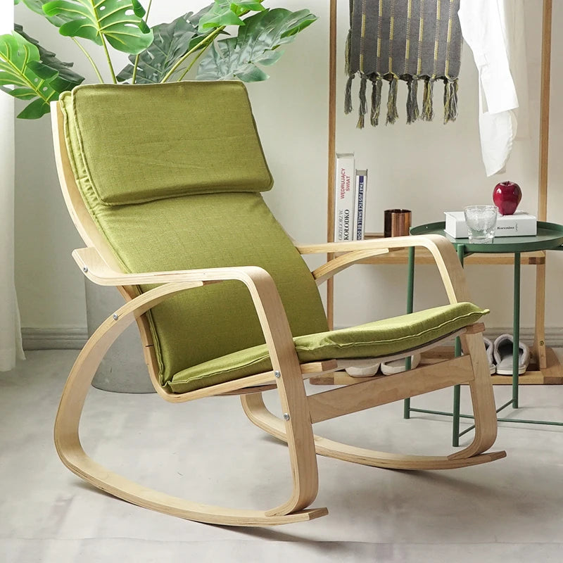 Liveable America Nordic Home Furnishing Bonn Rocking Chair Happy Chair Solid Wood Reclining Chair Lazy Maternity