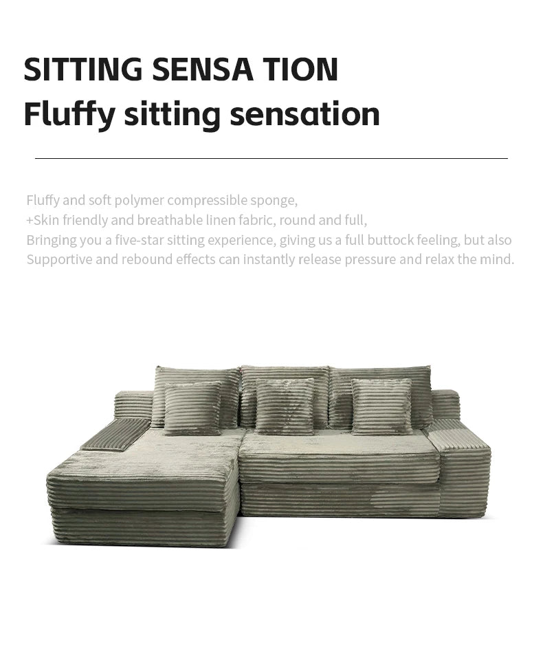 Modern Luxury Velvet L-shaped Compression Sofa Bed Set, Adjustable Function Durable Design, for Living Room Boneless Sofa