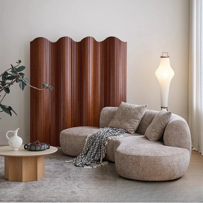 Medieval wabi-sabi fabric sofa, living room curved villa sofa bed