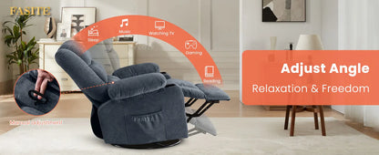 350 Pound Swivel 360° Rocking Massage Heating Recliner Sofa Chair in Anji Rocking Reclining Chair for Adults