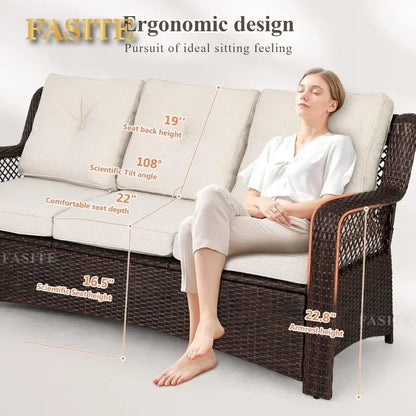 Long - lasting 6 Pieces Patio Furniture Set, Wicker Outdoor Patio Sets, Sectional Rattan Sofa Chairs with Coffee Table