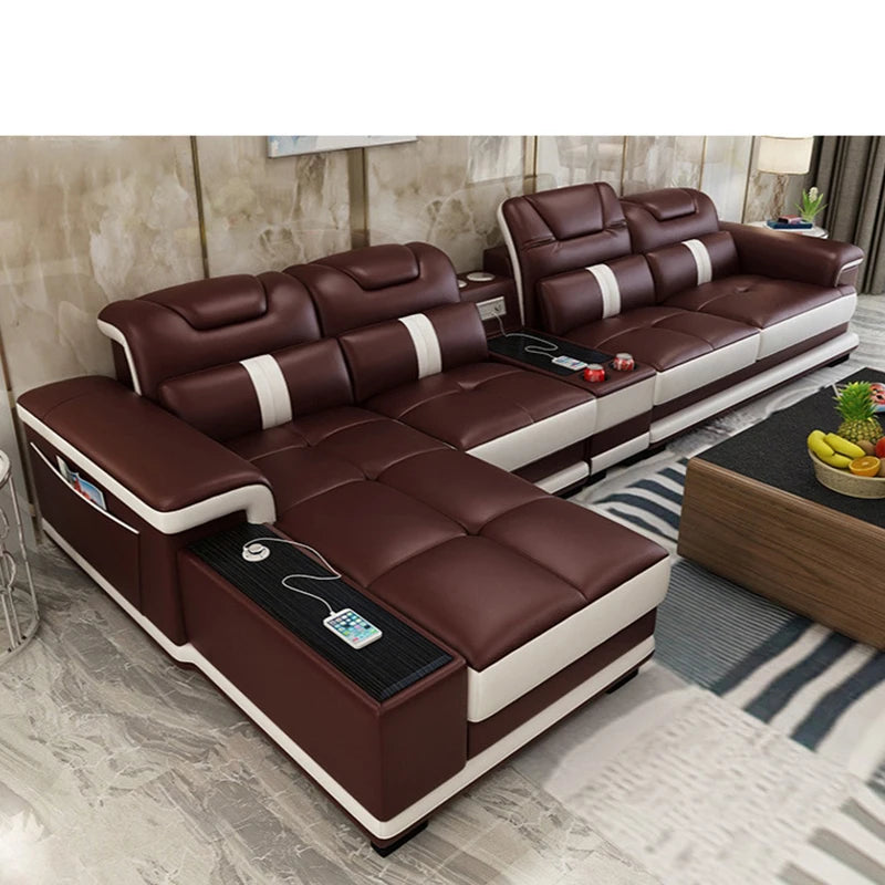 Modern White L Shape Sectional Couch Living Room Sofa Set Furniture Home Decor Corner Luxury Modular Leather Sofa