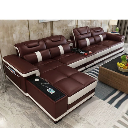 Modern White L Shape Sectional Couch Living Room Sofa Set Furniture Home Decor Corner Luxury Modular Leather Sofa