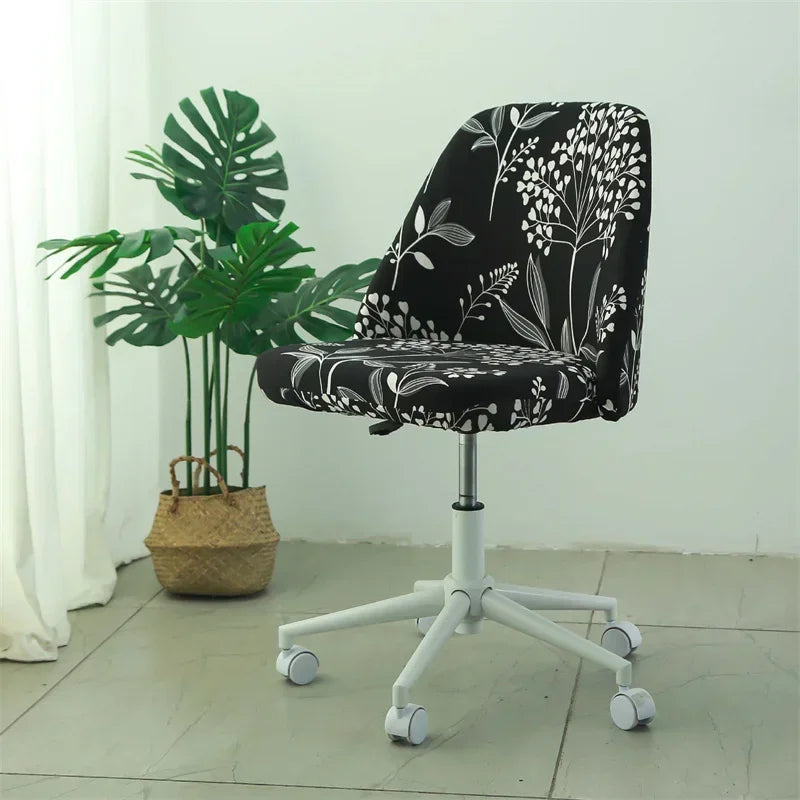 Pure Color Curved Chair Cover Polar Fleece Duckbill Chair Cover Chair Slipcover Elastic Seat Covers for Kitchen Hotel Office