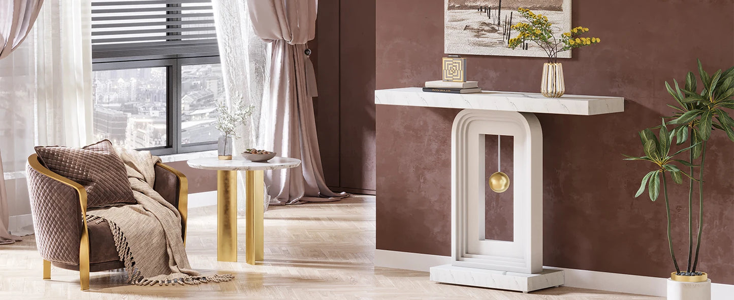 Tribesigns Modern Console Table, 40 Inches Narrow Sofa Entryway Table with Pendulum Shape Base, Contemporary Wood Accent Table