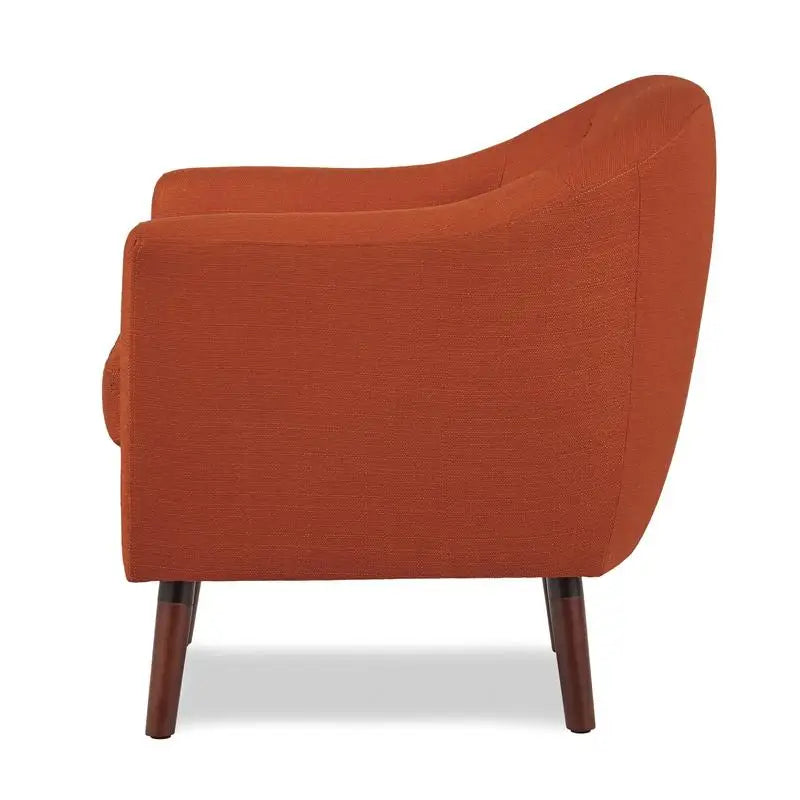Orange Fabric Accent Chair 1pc Espresso Legs Button Tufted Solid Wood Living Room Furniture