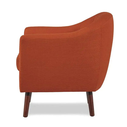 Orange Fabric Accent Chair 1pc Espresso Legs Button Tufted Solid Wood Living Room Furniture