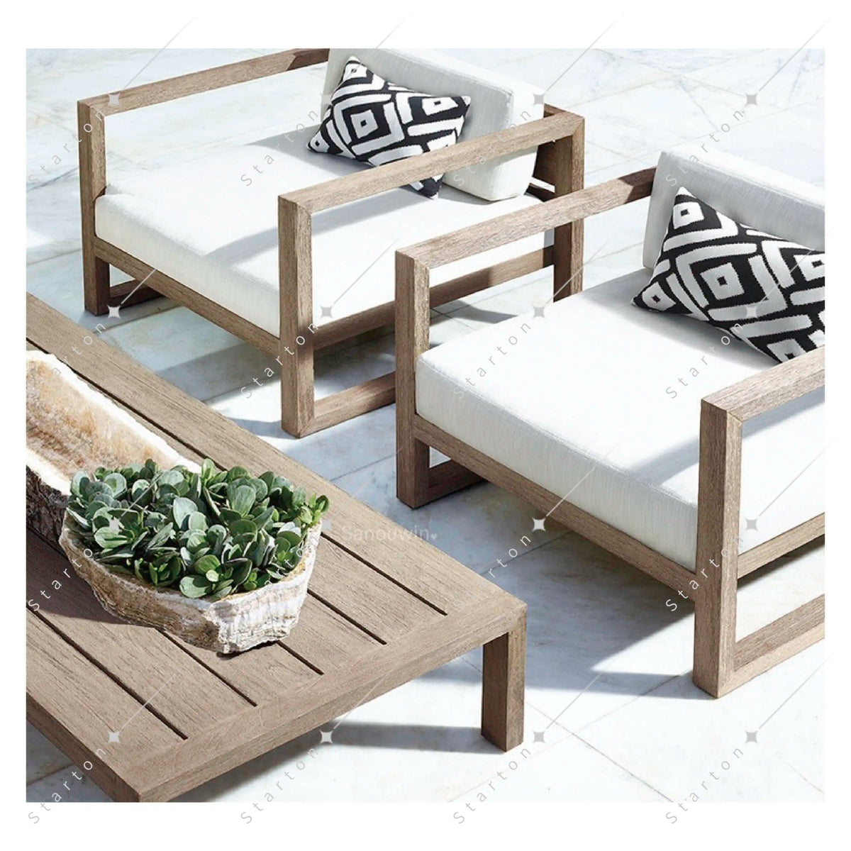 New Arrive Outdoor Wooden Teak Garden Set Daybed Chaise Lounge Furniture Teak Canopy Modern Solid Wood