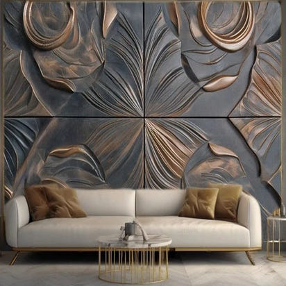 MU8844 Modern high-end golden gilded rock plate TV sofa background wall paper mural