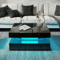 LED Coffee Table with Lights Center Cocktail Table Living Room High Gloss