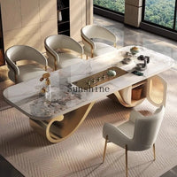 Light luxury rock slab table and chair combination modern minimalist design, creative high-end villa office tea table