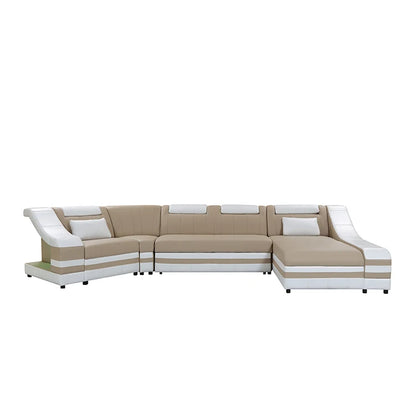 Genuine Leather White Sofa Living Room Furniture Cream Modern Pu Leather Sofa Set
