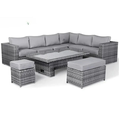 'Modern Luxury Dining Metal Aluminum Wicker Rope Sofa Garden Set With Fire Pit Outdoor Patio Furniture Set