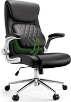 Ergonomic Office Chair with Lumbar Support, Adjustable Height & Flip-up Arms - Black