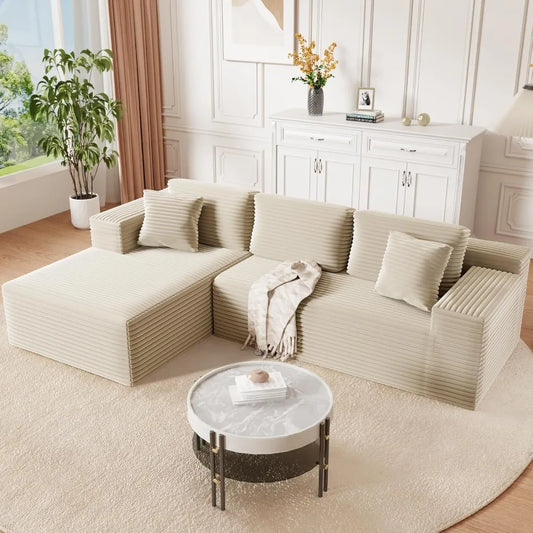 108" Cloud Sectional Couch Sofa with L-Shape Chaise, Modular Sectional Couch with Deep Seat for Living Room Bedroom