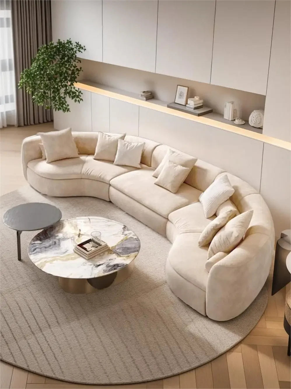 Nordic leather curved sofa designer minimalist special-shaped corner technology creative sofa02A