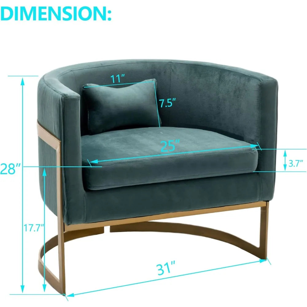 Luxurious Velvet Armchair, Contemporary Padded Accent Chair for Living Spaces and Bedrooms with Gold-Tone Legs