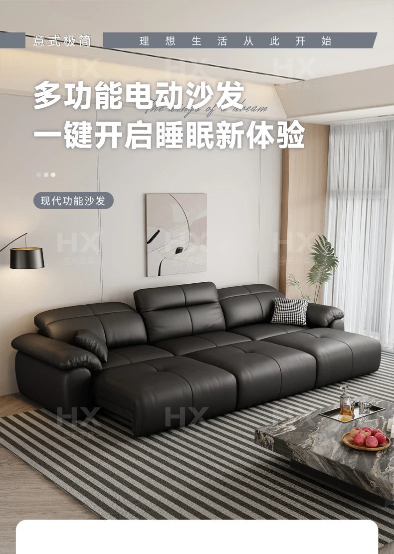 Genuine Leather Black Sofa Recliner Sectional Sleep Luxury Designer Sofa Daybed Modern Divano Soggiorno Couches Furniture