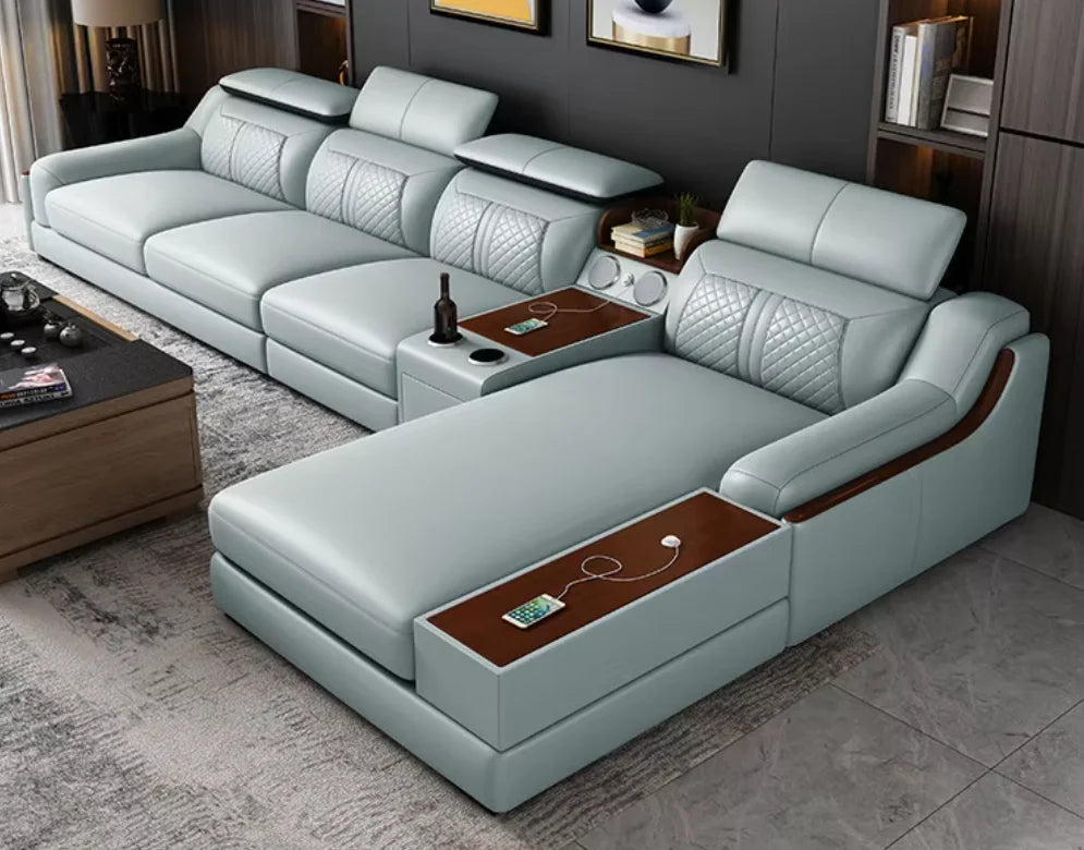 #*s for European Modern Fabric Sectional Sofa Set with Electric Recliner Modular Convertible Design USB Port-Living Room Furnitu