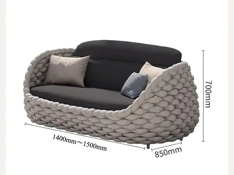 Outdoor Rattan Sofa Courtyard Combination Double Chair Leisure Terrace Villa Living Room Balcony Outdoor Seat Furniture Home