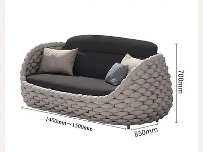 Outdoor Rattan Sofa Courtyard Combination Double Chair Leisure Terrace Villa Living Room Balcony Outdoor Seat Furniture Home
