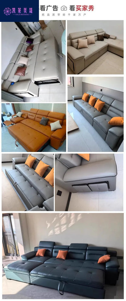 Multi-purpose leather high-end home living room electric light luxury sofa modern minimalist sofa