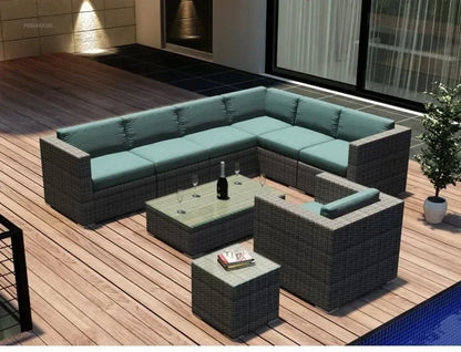 Luxury Terrace Courtyard Garden Furniture Outdoor Garden Sofa Combination Outdoor Waterproof Sun Protection Leisure Sofa Chair N