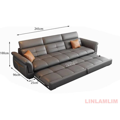 Modern Electric Recliner Sofa Bed with Adjustable Backrest, L-Shaped Multifunctional Italian Genuine Leather Sectional Couch