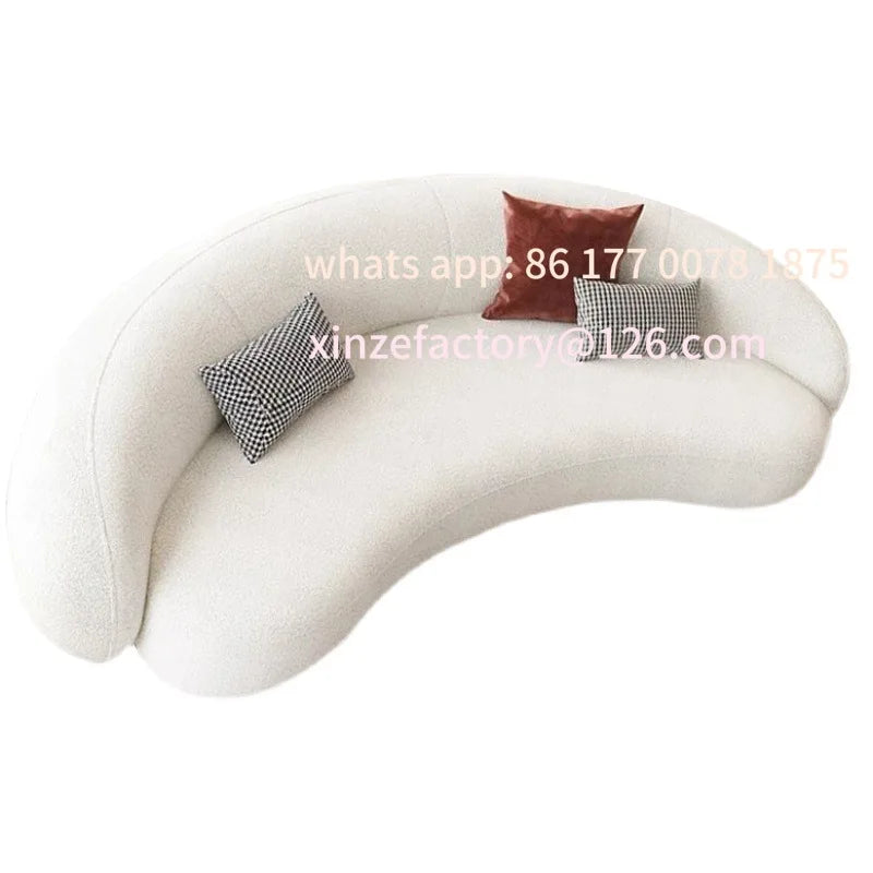Customizable Curved Triple Sofa Combination Living Room Shaped Lamb Fleece Sofa