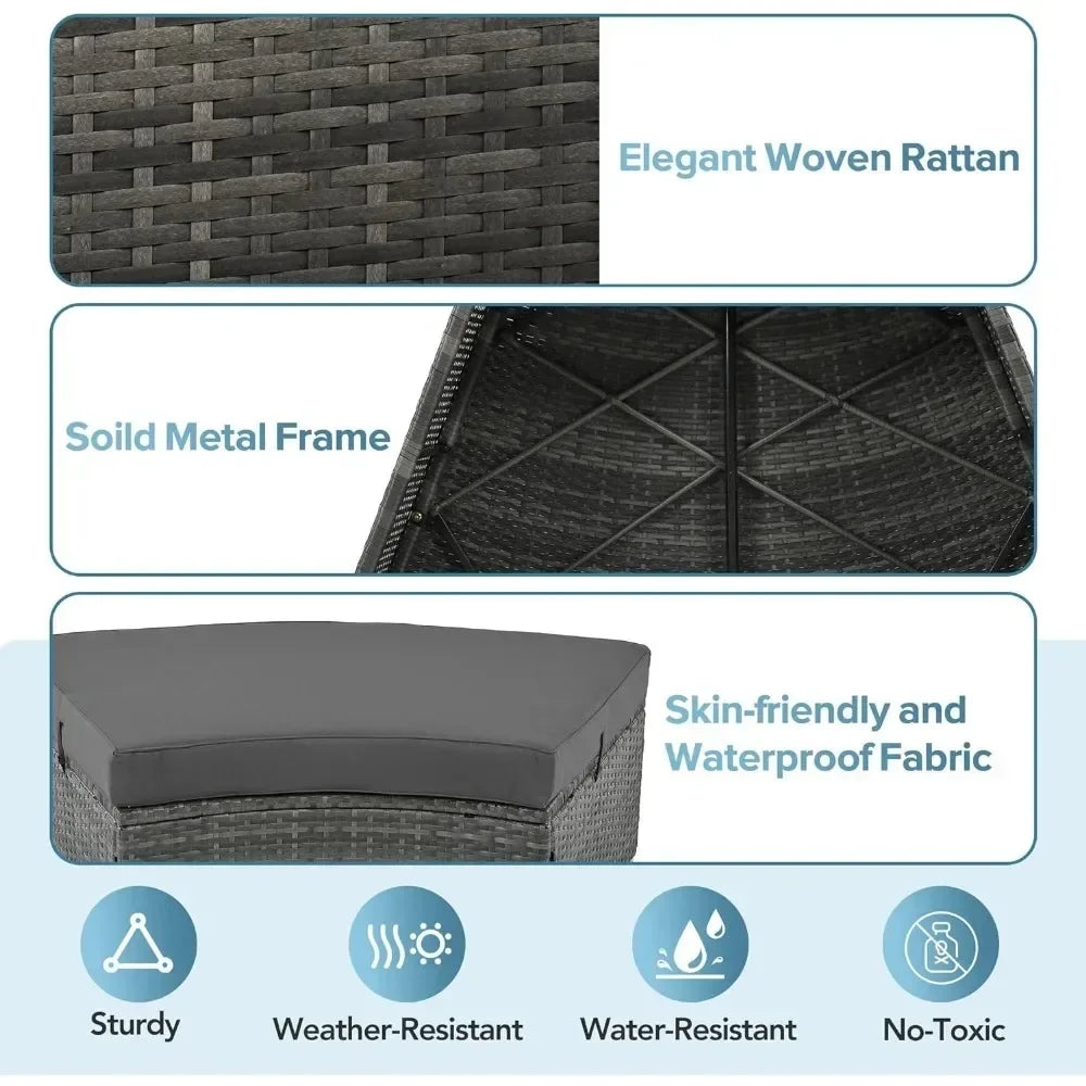 v Outdoor Furniture Sets Luxury Circular Outdoor Rattan Camping Garden Patio Set Complete Lounge 127.9 x 127.9 x 33.1 inches