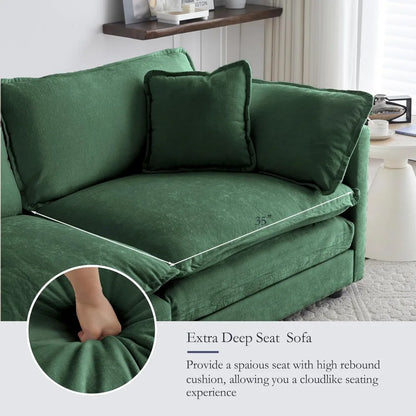 Cloud Couch with Movable Ottoman, Modern L Shaped Modular Sectional Sofa