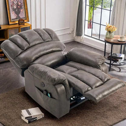 Large Dual OKIN Motor Lay Flat Sleeper Lift Recliner Chair with Heat & Massage for Elderly, Infinite Position Electric Power