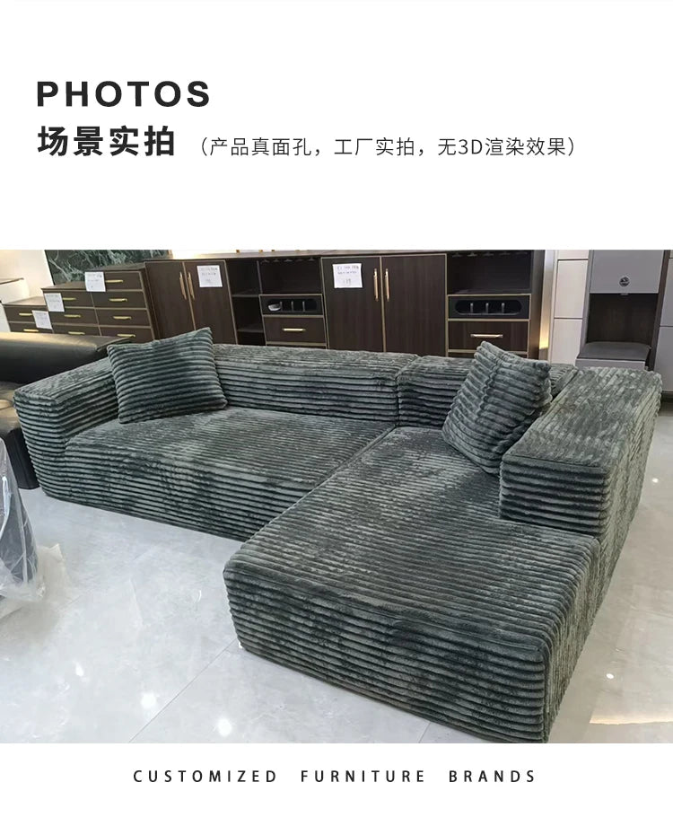 Vacuum Compression Sofa Corner Fabric Sofa Living Room Rabbit Plush Corduroy