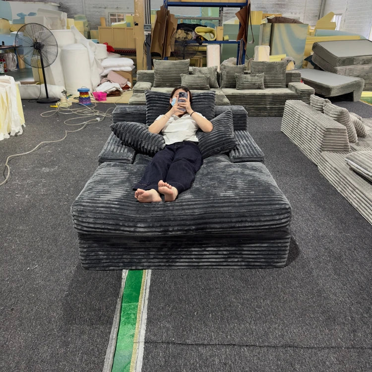 Vacuum Compressed White Plush Cloud Sofa Foldable Oversized Couch Soft Living Room Furniture Space-Saving Leisure Seat
