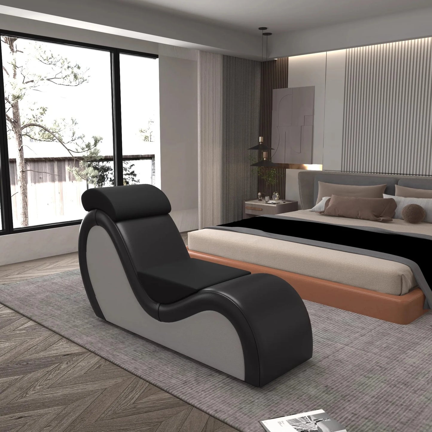 Hotel Bedroom Couple Lounge Chaise Sofa, Casual Reclining Love Seat, Modern Intimacy Chair for Couples