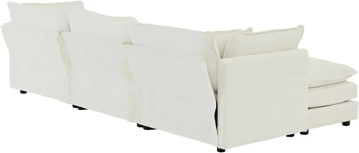 #For L-Shaped Modular Sectional Sofa, 3-Seater Comfy Cloud Couch with Ottoman/Chaise & 5 Pillows for Living Room Bedroom&