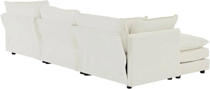 #For L-Shaped Modular Sectional Sofa, 3-Seater Comfy Cloud Couch with Ottoman/Chaise & 5 Pillows for Living Room Bedroom&