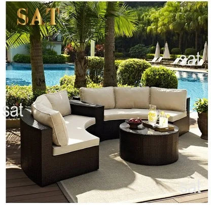 # Luxury Metal Frame Wooden Sectional Sofa Outdoor Aluminum Furniture Round Patio Sofa Outdoor Furniture Round