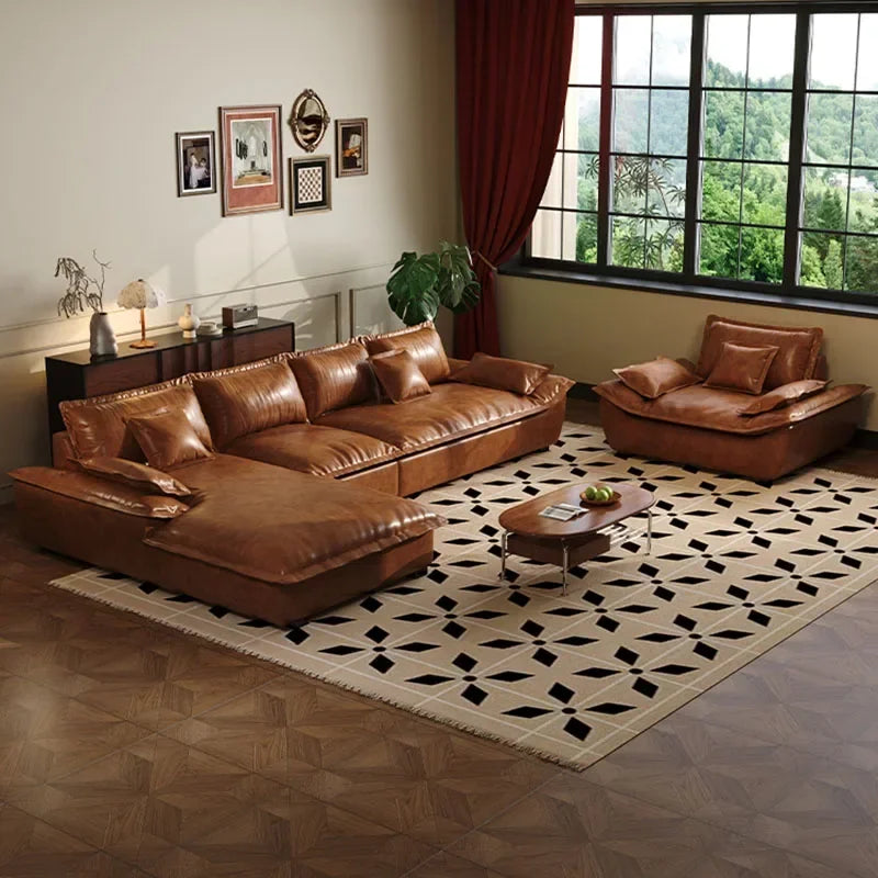 Lazy Leather Living Room Sofas Love Seat Nordic Minimalist Sectional Sofas Modern Relaxing Filling Sillon Cama Home Furniture