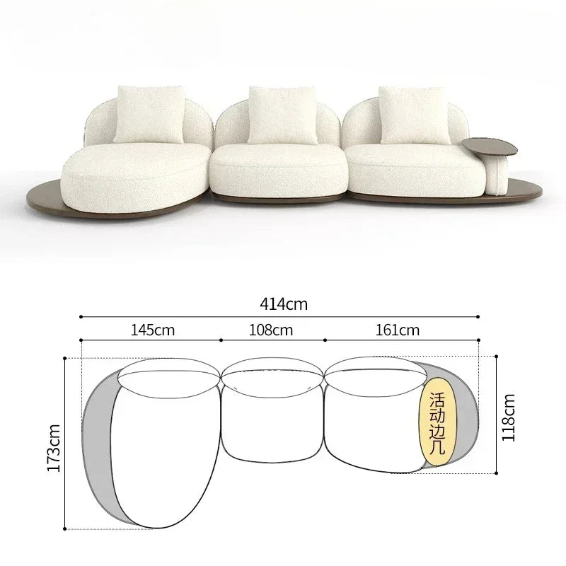Living Room Coffee Table Designer Creative Three-person Log Style Furniture Modern Simple Modern Morocco Fabric Sectional Sofas