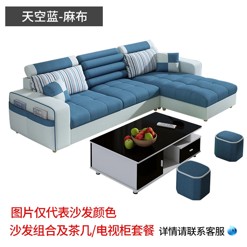 Fabric sofa simple modern combination living room fully equipped small apartment rental room e****mical set