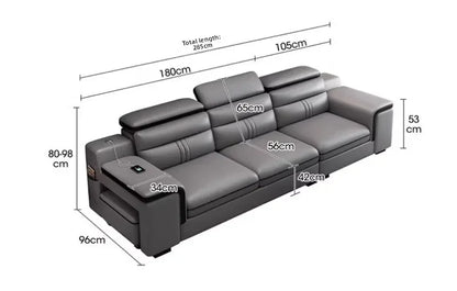 Modern Large Apartment Chaise Leather Sofa Combination Set Light Luxury Living Room Sofas Creative Office Comfortable Large Sofa