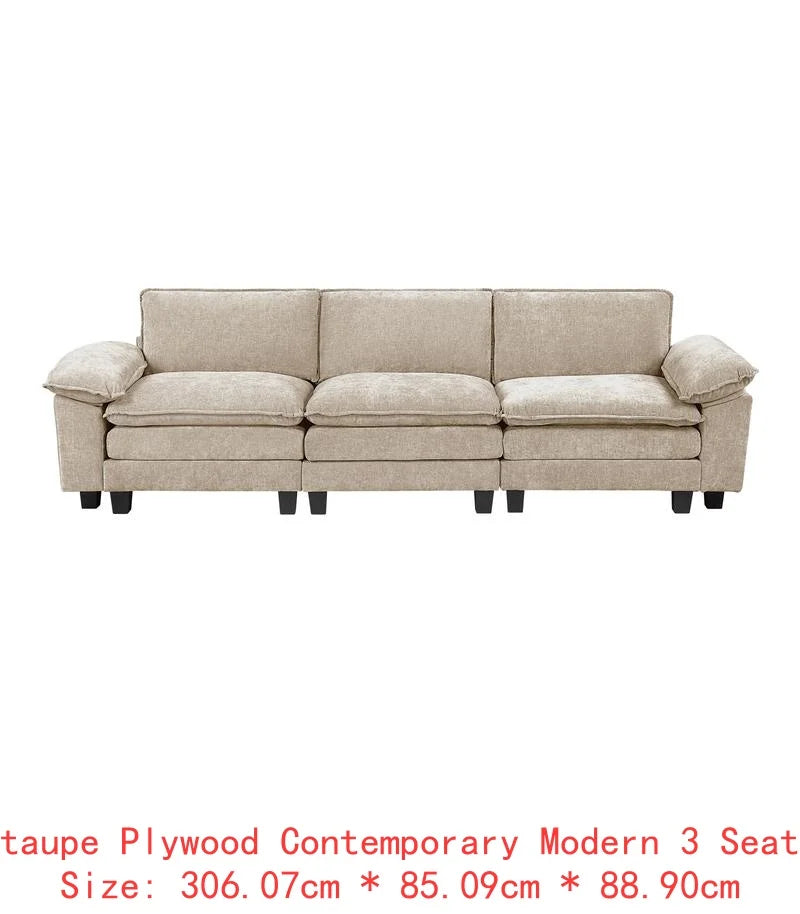 Modern 6-Piece Modular Sectional Sofa Set in Plush Chenille Upholstery for Comfortable Living Room Furniture - Durable Plywood