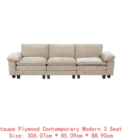 Modern 6-Piece Modular Sectional Sofa Set in Plush Chenille Upholstery for Comfortable Living Room Furniture - Durable Plywood