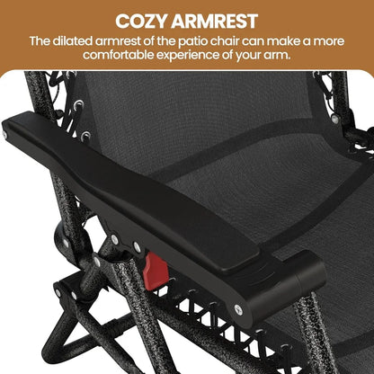 Zero Gravity Recliners Outdoor Adjustable Folding Reclining Lounge Chairs with Pillows Cup Holder Trays and Carry Strap for Pat