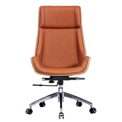 Luxury Real Leather High-Back Managerial Office Chair Genuine Leather Ergonomic 360 Swivel Lift Office Chair with Lumbar Support